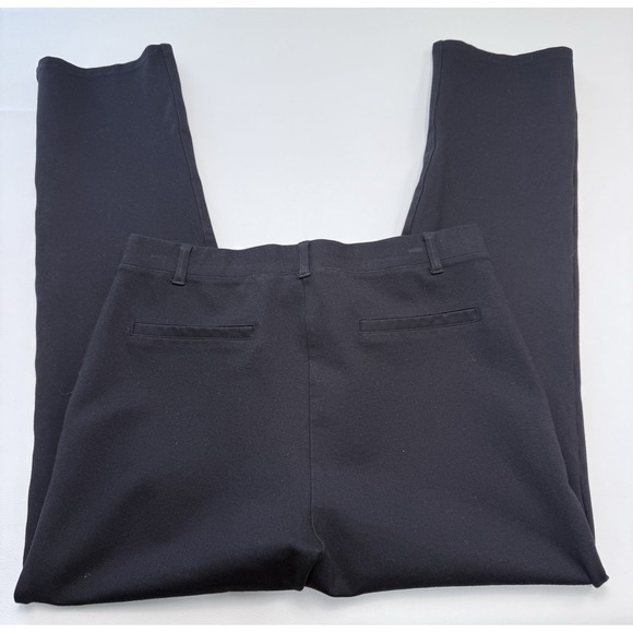 Quince Ultra Stretch Ponte Straight Leg Pull On Ankle Pants Large Black Work - Picture 3 of 5